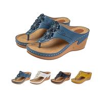 SHANBOYU Ortopediche Donna Estive,Sandali Donna Estive Zeppa,Sandali Infradito da Donna con Supporto Ad Arco,Fascite Plantare Sandali Donna(Blue,38 EU)