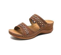 SHANBOYU Sandali Punta Aperta Moda Donna,Sandali Donna Estive Comode,Pantofole Ortopediche Estive Plateau Ciabatte Antiscivolo Scarpe Spiaggia(Brown,39 EU)