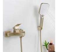 SHANFO Rubinetto per Vasca, Miscelatore Vasca da Bagno con Doccetta, Regolabile Supporto e Tubo Doccia 150cm, Oro Spazzolato, 1Y4OK
