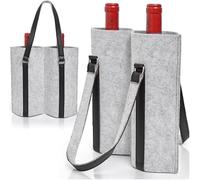 ShanGaiLi 2pcs bottiglia di vino Carrier Bag/2-Bottle Wine Carry Tote per Picnic/Bottiglia portatile vino Travel Protector/per feste e cene Party Festival Bomboniere, Grigio
