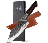 SHANGDAO 18 cm Coltello da Chef - Coltello da Macellaio per Carne, Coltello da Carne Giapponese ad Alto Tenore di Carbonio, Coltello da Taglio per Carne Forgiato a Man, Camping BBQ Cooking Knife