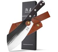 SHANGDAO 19 cm Coltello da Chef, Coltello da Chef Serbo Aggiornato, Coltello da Carne per Tagliare la Carne Coltello da Macellaio Forgiato con Fodero, Camping BBQ Cooking Knife