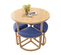 SHANGDAOYU Elegante set di tavoli da pranzo rotondi con 4 sgabelli imbottiti,design compatto e salvaspazio, perfetto for il bar della colazione in cucina,la reception dell'ufficio,il caffè(Blue)