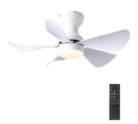 Shanggu Ventilatore da soffitto con illuminazione e telecomando - Moderno ventilatore piatto da soffitto con 5 ali reversibili e luce LED dimmerabile bianco