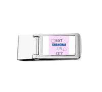 Shanghai Sign Art Deco Fashion Slim Money Clip Acciaio Titolare Pocket Wallet