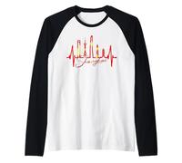 Shanghai Skyline Battito del Cuore La Cina Amo Shanghai Maglia con Maniche Raglan