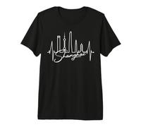 Shanghai Skyline Battito del Cuore La Cina Amo Shanghai Maglietta Premium