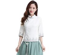 Shanghai Story 3/4 manica donna cinese top lino camicetta Qipao camicia, 27063, M