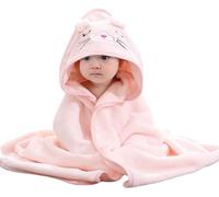SHANGMAOYO Accappatoio Neonato Asciugamano per Bambini con Cappuccio, Asciugamani per Bambino In Pile di Corallo Neonato, Asciugamano da Bagno Fasciante per Bambino Assorbente per Regalo (Rosa)