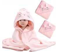 SHANGMAOYO Accappatoio Neonato Asciugamano per Bambini con Cappuccio, Asciugamani per Bambino In Pile di Corallo Neonato, Asciugamano da Bagno Fasciante per Bambino Assorbente per Regalo (2pcs Rosa)