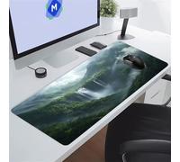 ShangShengzi Tappetino per Mouse Grande Cascata Nella Giungla Tappetino Mouse XXL Gaming 800x400x3 mm con Bordi Cuciti Migliora Precisione e Velocità Tappetino Scrivania Grande per Giochi e Ufficio