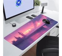 ShangShengzi Tappetino per Mouse Grande Città Cielo Rosa Tappetino Mouse XXL Gaming 800x400x2 mm con Bordi Cuciti Migliora Precisione e Velocità Tappetino Scrivania Grande per Giochi e Ufficio