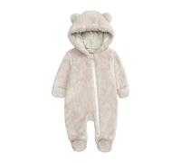 ShangSRS Bambino Autunno Inverno Romper Ragazzo e Ragazza Orso Orecchie Fleece Complesso con Piede Solido Abito One Piece con Cappuccio Jumpsuit (0-3 mesi, Beige)