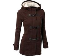 ShangSRS Cappotto con Cappuccio Donna Invernale Autunno Elegante Lungo Giacca Cotone Hoodies Classico Felpa Pulsante Corno Outwear (Palma, 3XL)