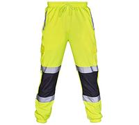 ShangSRS Pantalone da Lavoro Estivo Uomini Pantaloni Alta visibilità Pant PL HV Pantaloni Riflettenti in Esecuzione Pantaloni Jogging Ciclismo Cane Che Cammina di Notte (Verde, 3XL)