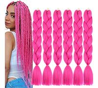 Shangxiu capelli per treccine africane，treccine extension rosa 6 pz Sintetico Afro Jumbo Intrecciato Estensioni Dei Capelli 24 Pollice Donne Scatola Intrecciato Capelli Crochet (rosa caldo)