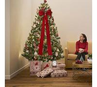 SHANGYU Puntale per albero di Natale extra large con fiocco rosso in raso con lunghe stelle filanti, fiocchi per ghirlanda di Natale per la casa, decorazioni per feste di Natale