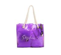 Shangyue Borsa di totalizzatore personalizzata della spiaggia al neon & sacchetto Custom Name Bridesmaid Totes, favore personalizzato dell'addio al nubilato del PVC, Viola