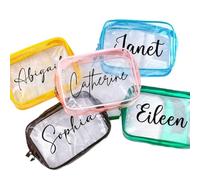 Shangyue Borsa per trucco personalizzata per damigella d'onore,Borsa trasparente per trucco,Sacchetto impermeabile per articoli da toeletta con cerniera,Bomboniere da sposa, nero, Fai da te