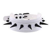 SHANHE Collare girocollo nero da donna Collana con colletto con rivetti con borchie Collana punk Chocker Gioielli gotici Accessori da strega-bianco