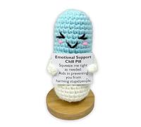 SHANHENGYUN Peluche a forma di pillola fatta a mano all'uncinetto, supporto emotivo, sollievo dallo stress per medici, infermieri e pazienti, morbida pillola decorativa (8,4 cm) (C)