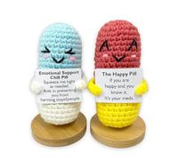 SHANHENGYUN Peluche a forma di pillola fatta a mano all'uncinetto, supporto emotivo, sollievo dallo stress per medici, infermieri e pazienti, morbida pillola decorativa (8,4 cm) (B+C)