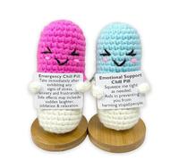 SHANHENGYUN Peluche a forma di pillola fatta a mano all'uncinetto, supporto emotivo, sollievo dallo stress per medici, infermieri e pazienti, morbida pillola decorativa (8,4 cm) (A+C)