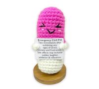 SHANHENGYUN Peluche a forma di pillola fatta a mano all'uncinetto, supporto emotivo, sollievo dallo stress per medici, infermieri e pazienti, morbida pillola decorativa (8,4 cm) (A)
