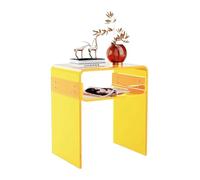 SHANHENGYUN Tavolino in acrilico trasparente, tavolino moderno a 2 ripiani per soggiorno, camera da letto e ufficio, elegante comodino e decorazione per la casa (D)