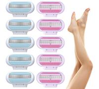 SHANHUHAI 10 Pezzi Lamette Di Ricambio Premium Per Rasoio Da Donna,Lame Per Rasoio Da Donna Universali a 3 Lame,Per Una Rasatura Fluida Profonda Duratura(Blu e Rosa)