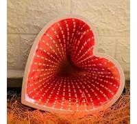 SHANJIA Luce notturna dello specchio 3D, Infinity Mirror Tunnel Light, Luce notturna a LED 3D Specchio Tunnel Luce di Natale, per la decorazione della festa di Natale Home Decor (Cuore)