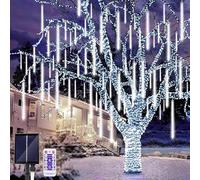 SHANJIA Luci Della Pioggia, Luci Del Meteore,Luci Della Pioggia Del Meteore 30cm 8Tube Luci Solari Della Pioggia Con Per le Feste di Natale (Bianco, 30CM)