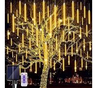 SHANJIA Luci Della Pioggia, Luci Del Meteore,Luci Della Pioggia Del Meteore 30cm 8Tube Luci Solari Della Pioggia Con Per le Feste di Natale (Bianco caldo, 30CM)