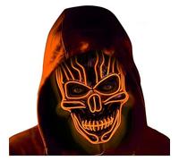 SHANJIA Maschera di Halloween, Light Up Mask, LED Light Up Scary Skull Mask per Halloween Festival Cosplay Masquerade Carnival Party (arancione)