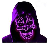 SHANJIA Maschera di Halloween, Light Up Mask, LED Light Up Scary Skull Mask per Halloween Festival Cosplay Masquerade Carnival Party (Violetta)