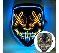 SHANJIA Maschera di Halloween, Light Up Mask, LED Light Up Scary Skull Mask per Halloween Festival Cosplay Masquerade Carnival Party (Stile 16)