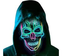 SHANJIA Maschera di Halloween, Light Up Mask, LED Light Up Scary Skull Mask per Halloween Festival Cosplay Masquerade Carnival Party (Cinque colori di luce)
