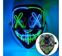 SHANJIA Maschera di Halloween, Light Up Mask, LED Light Up Scary Skull Mask per Halloween Festival Cosplay Masquerade Carnival Party (Stile 13)