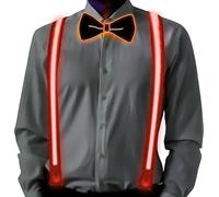 SHANJIA Sospensioni LED con papillon a LED, Light Up Bow Tie LED Bow Tie Perfetto per festival musicali, feste in costume di Halloween (Rosso)