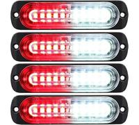 SHANJIA Spia di Emergenza Super Luminosa, LED Ultra Slim Strobe 4.4-Inch 4Pack 10LED Luce Laterale per Camion12V-24V LED Luce Stroboscopica di Emergenza per Rimorchio Camion Caravan (Bianco - Rosso)