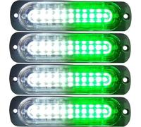 SHANJIA Spia di Emergenza Super Luminosa, LED Ultra Slim Strobe 4.4-Inch 4Pack 10LED Luce Laterale per Camion12V-24V LED Luce Stroboscopica di Emergenza per Rimorchio Camion Caravan (Verde-Bianco)