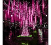 SHANJIA Stringa Esterna Del LED, Luci Della Pioggia Del Meteore 30cm 10Tube Luci Solari Con Per Le Feste Di Natale (Rosa, 30CM)