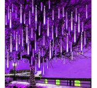 SHANJIA Stringa esterna del LED, Luci Della Pioggia,Luci Del Meteore,Luci Della Pioggia Del Meteore 30cm 10Tube Luci Solari Della Pioggia Con Per le Feste di Natale (Viola)