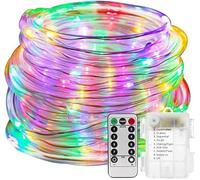 SHANJIA Tubo Luci a Corda, 12M/39ft 100LED Impermeabile 8 Modalità/Remote LED Luce Stringa Fata Luminosa, Luci della corda alimentate a batteria Outdoor Indoor per Decorazioni di Natale (Multicolor)