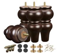 SHANJUE Gambe per mobili in legno da 20,3 cm, confezione da 4, gambe rotonde per divano espresso metà secolo, ricambi per divano