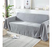 SHANNA Coperta Divano, antivegetativa lavabile antiscivolo coperta divano inverno con nappe, coperta pelosa coperta letto (180 x 300 cm, grigio chiaro)