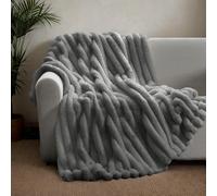 SHANNA Coperta in peluche a forma di coniglio, super morbida, spessa 540 g/m², in flanella, calda, per divano, per letto, divano, camera da letto, ufficio, grigio scuro, 160 x 200 cm