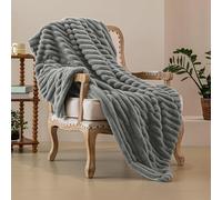 SHANNA Coperta Plaid Super Morbida Pile Peluche di Coniglio Caldo 130 x 160 cm, 540 g/m² Divano Coperta Fluffy di Alta Qualità, Versatile Coperta Matrimoniale per Camera da Letto Viaggi, Grigio