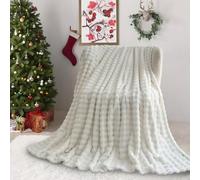 SHANNA Coperte Super Morbide e Calde in Velluto al Latte con Bolle 450 GSM, Adatte per Divano, Grande e Versatile Coperta per Camera da Letto, Divano, Viaggio, Auto, Campeggio (Bianco, 160x200 cm)