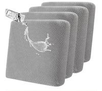 SHANNA Copri Cuscini Elasticizzati Antiscivolo Per Divano: Set Di 4 Fodere Per Cuscini Da Esterno Morbide Ed Elastiche Adatte a Mobili Da Giardino e Bambini (Grigio Chiaro)